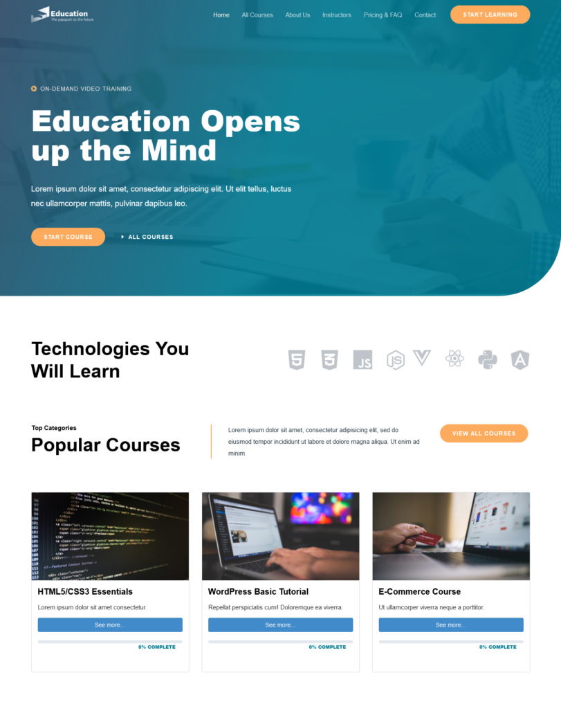 Online Course Website Template